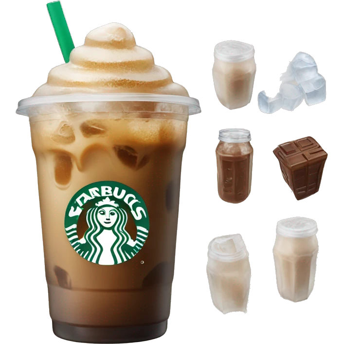 Starbuck ice coffee with ice cubes emoji
