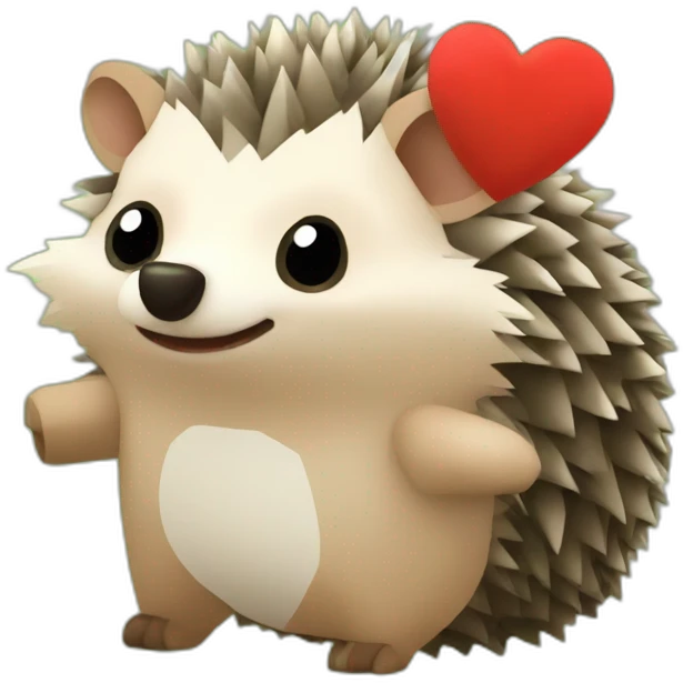 Hedgehog with a heart in Minecraft style emoji