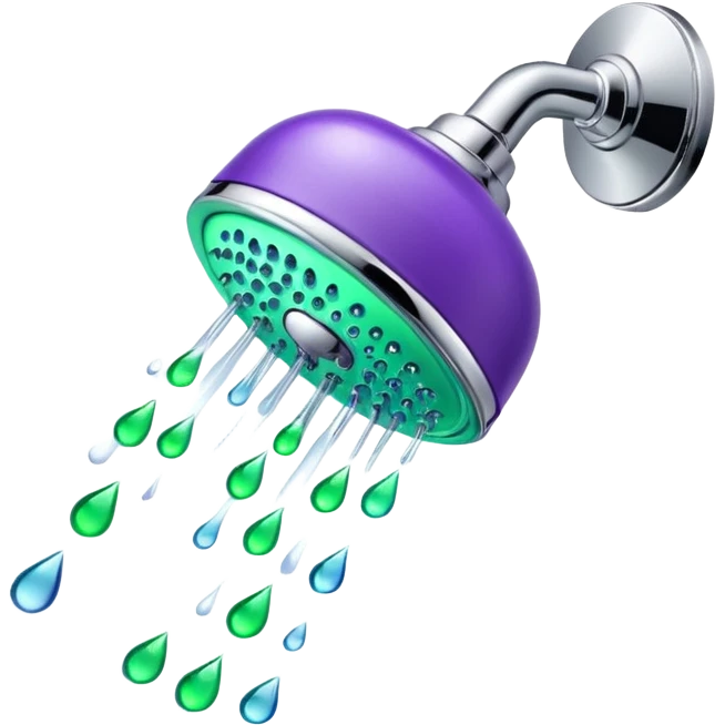 Purple and green shower emoji