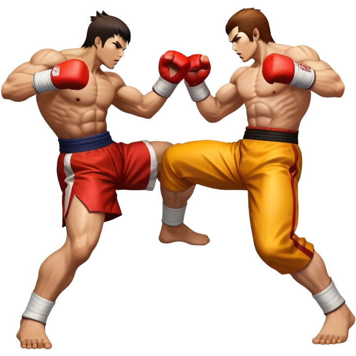 An icon showing two fighters in an intense battle, inspired by Tekken. The design features dynamic poses, with powerful punches and kicks, and a vibrant action-packed background. Health bars are visible at the bottom, showing each player’s status. Transparent background. emoji