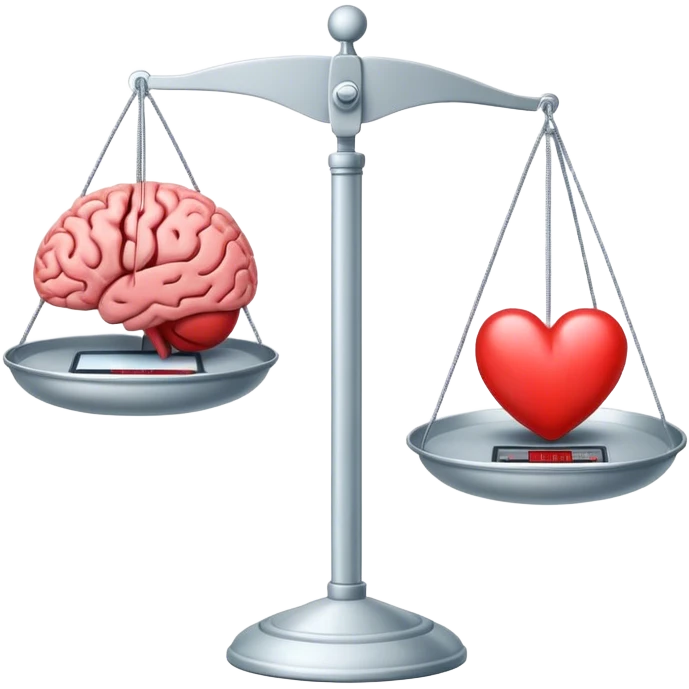 The brain and the heart are on the scale from different sides emoji