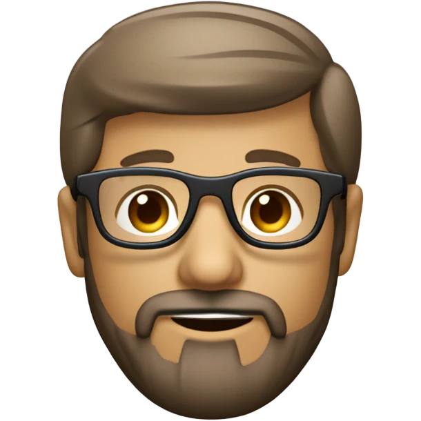 une dev informatique a lunette transparent en plastique, brun et une petite barbe de 3 jours emoji
