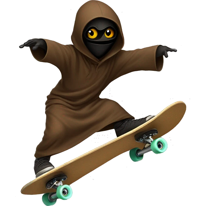 Jawa doing a kickflip on a skateboard emoji
