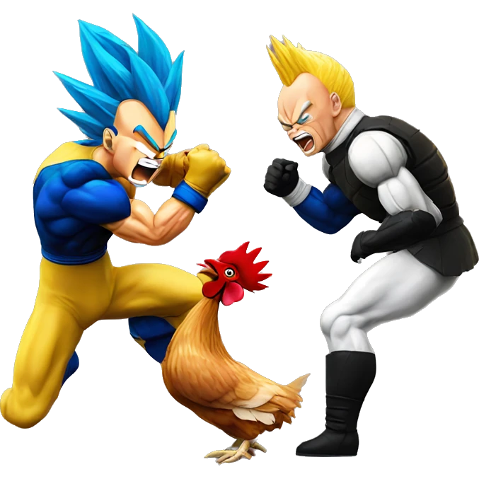 Vegeta fighting a chicken emoji