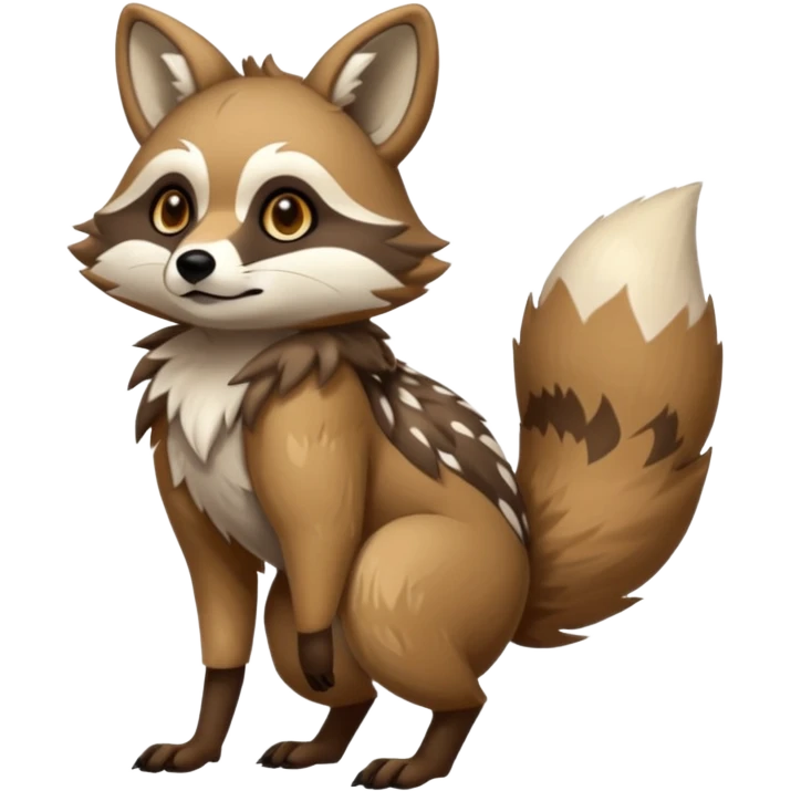 fantasy tanuki-Coyote-marsupial-fursona-hybrid animal creature full body with intricate markings  emoji