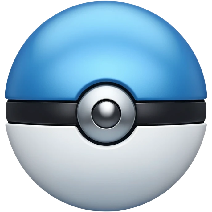 blue pokeball emoji, top half is a more saturated blue, bottom half is white, black stripe, with a metallic sheen emoji