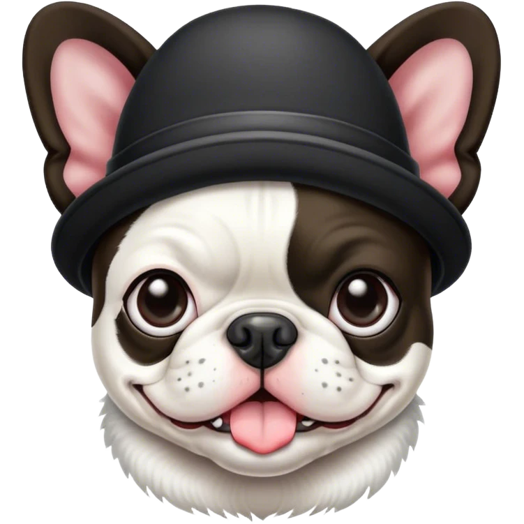 Boston terrier dog wearing a hat emoji