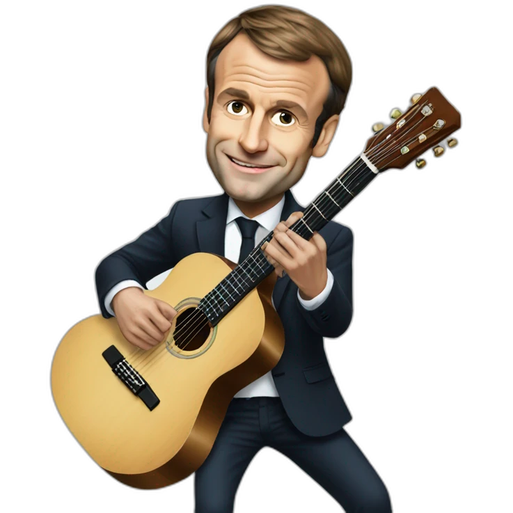 Emmanuel Macron plays the guitar emoji