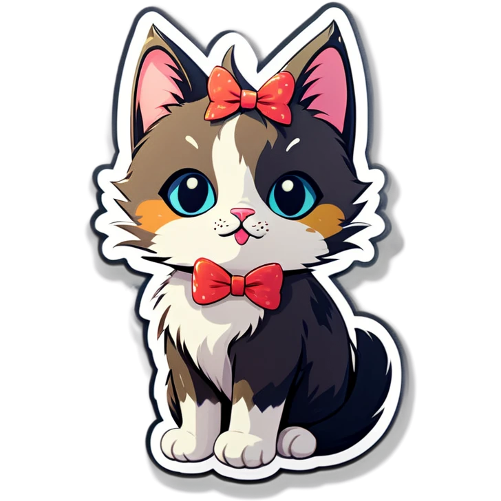 Cat wearing a cute ￼bow emoji