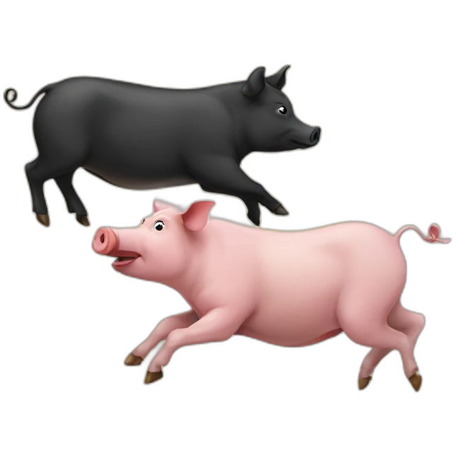Pig chasing cow emoji