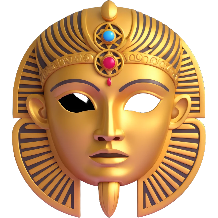 golden Anunnaki mask with ancient engravings emoji