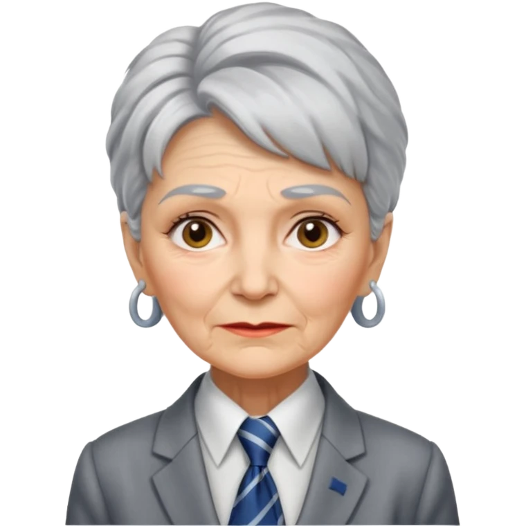 Very old women with Necktie.more smudges on face, different hair style. emoji