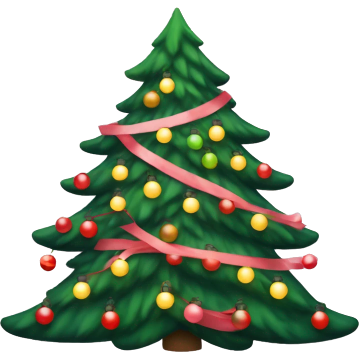 Christmas tree with red and green lights. Add pastel pink ribbon on top. Be more detailed emoji