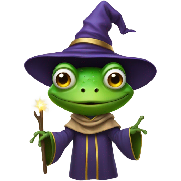 Frog as a wizard emoji
