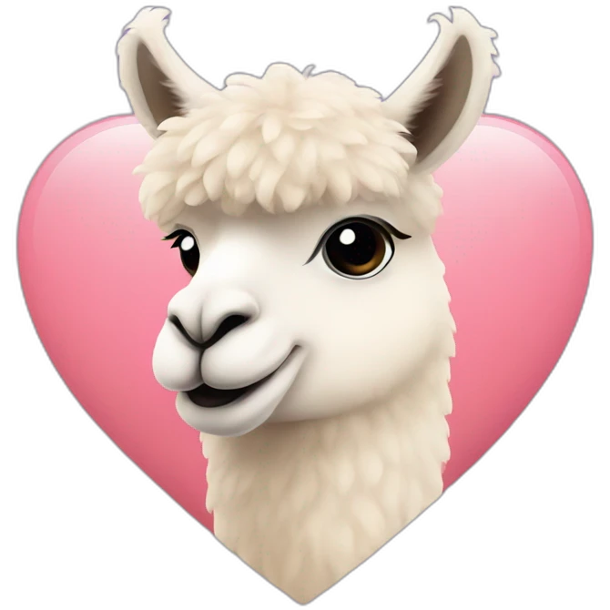 alpaca on the background of a heart emoji
