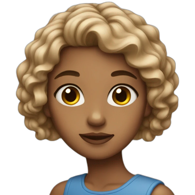 Girl brun hair and blues eyes emoji