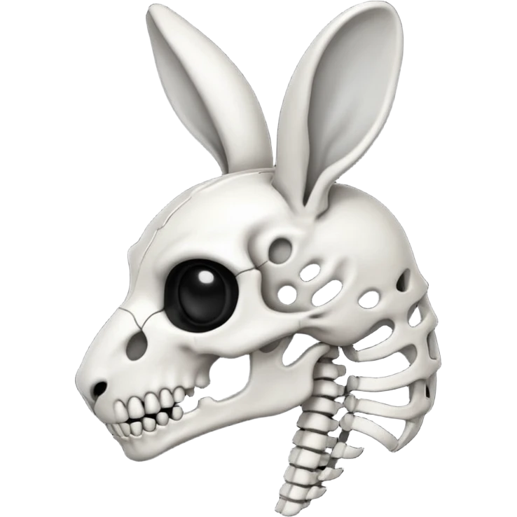 Tête de lapin squelette noire de profil avec des G à la place des yeux  emoji