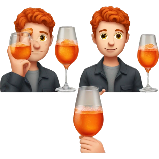 redhead boy drinking an aperol emoji