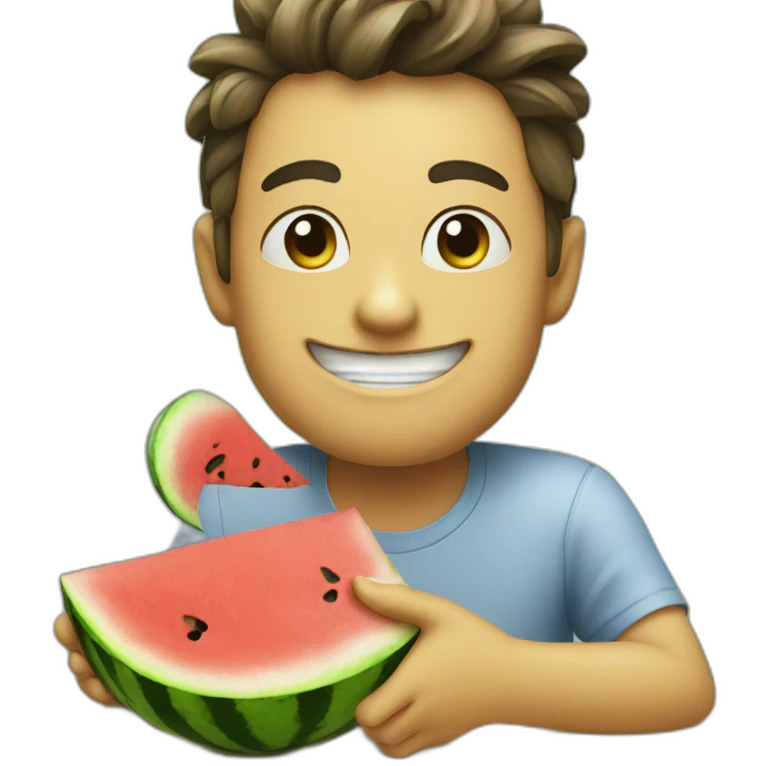 smirking emoji eating watermelon emoji