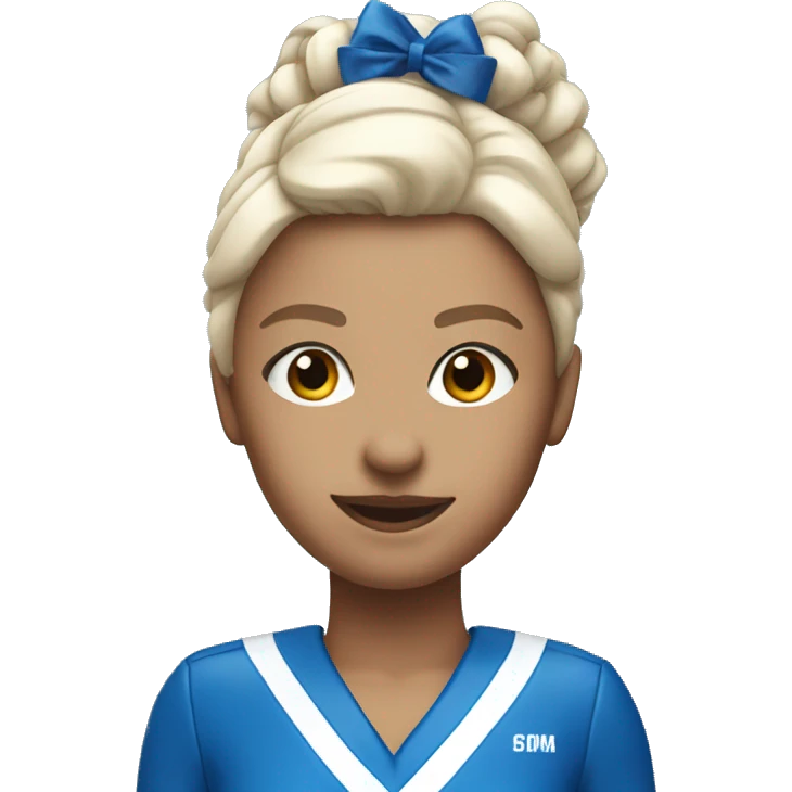 A cheerleader in a blue suit with white and blue pompoms emoji