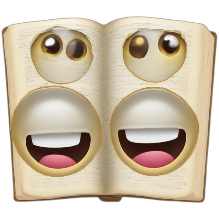 Libro interactivo digital con carita ojos y boca sonriente emoji