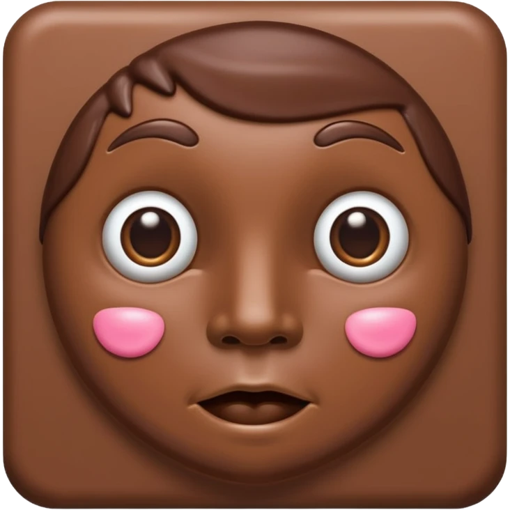 A chocolate with a tie and facial features emoji