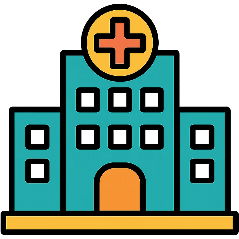 hospital icon, clean and recognizable, color outline style emoji