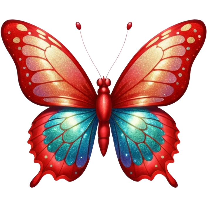 red glitter butterfly emoji