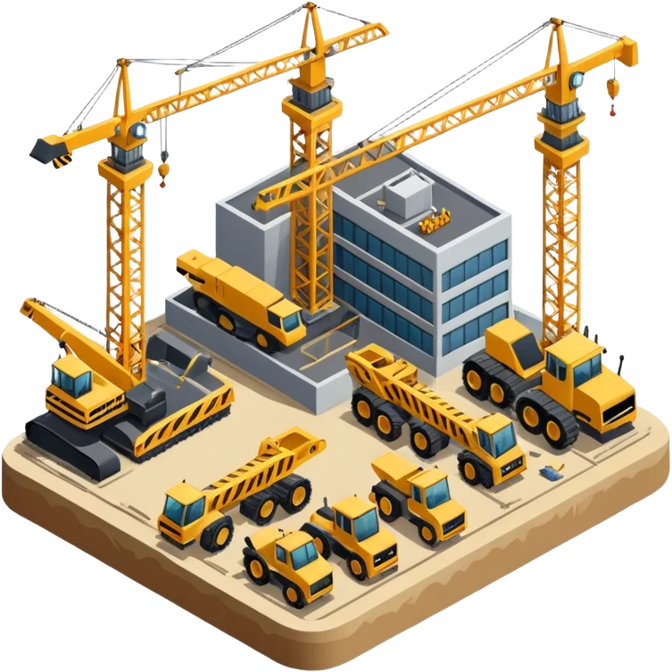 isometric construction site of airport emoji