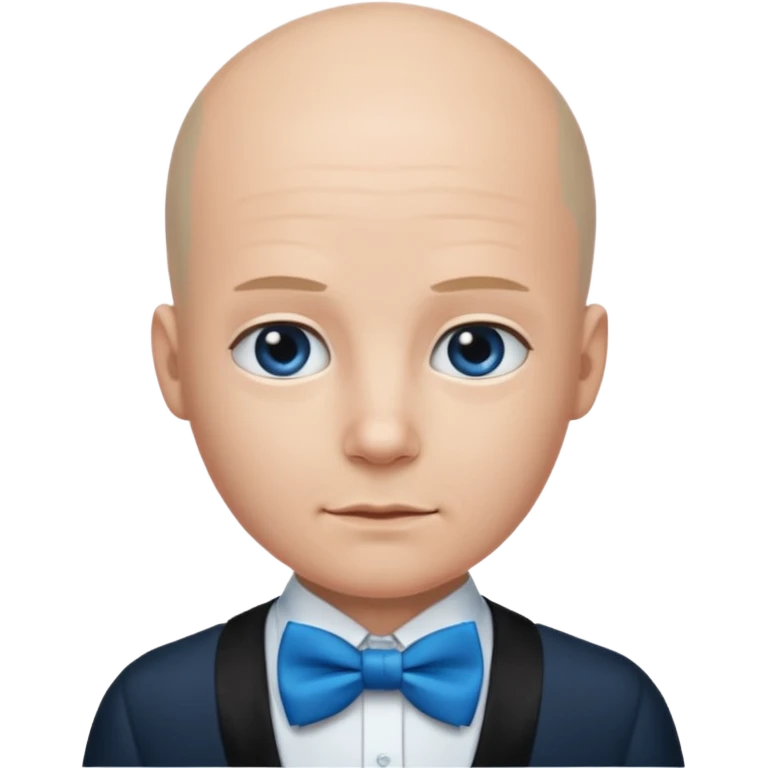 Bald with blue bow tie, balck dress emoji