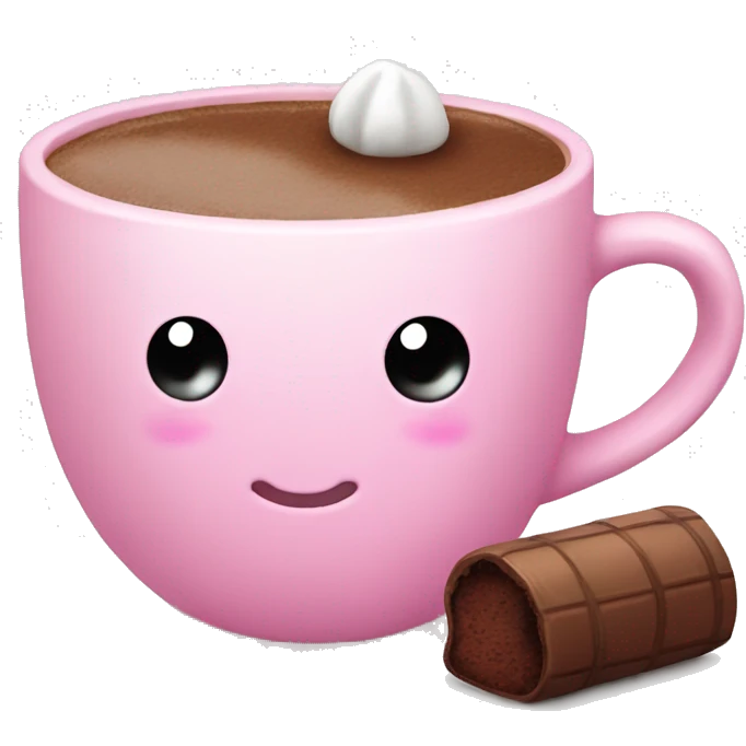 Pink cup with hot coco and little marshmallow  emoji