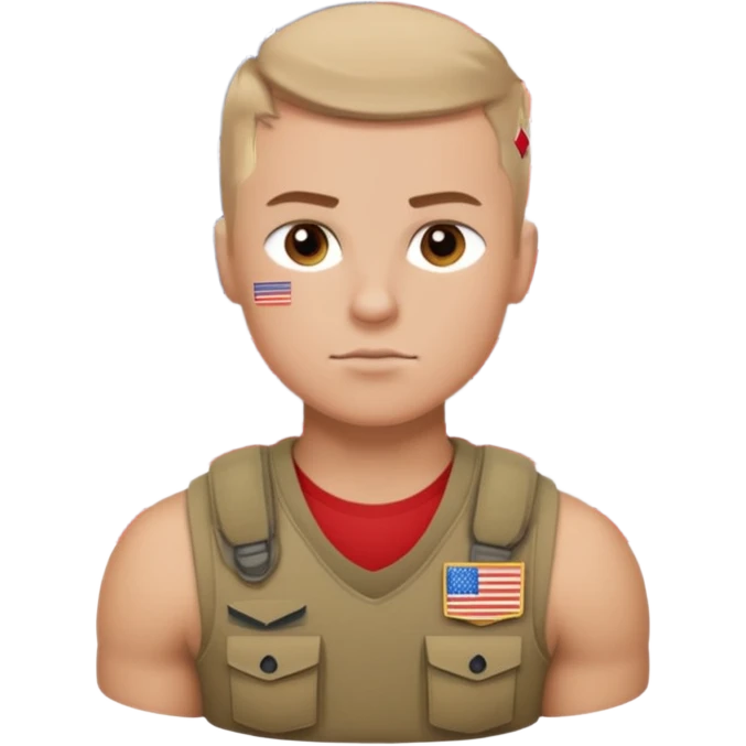 generate white powerful american soldier with small usa flag on shoulder emoji