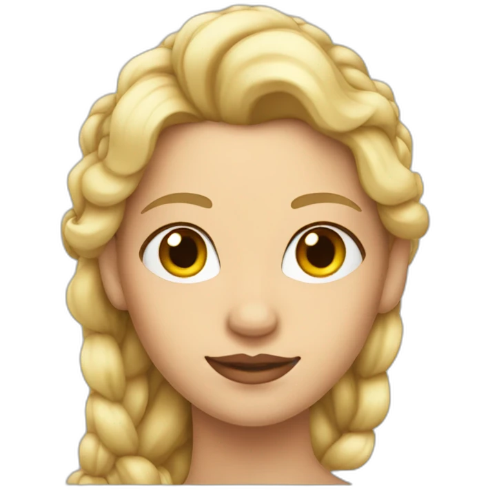 queen face emoji with white skin and split hair, left half Brown and right half blonde emoji