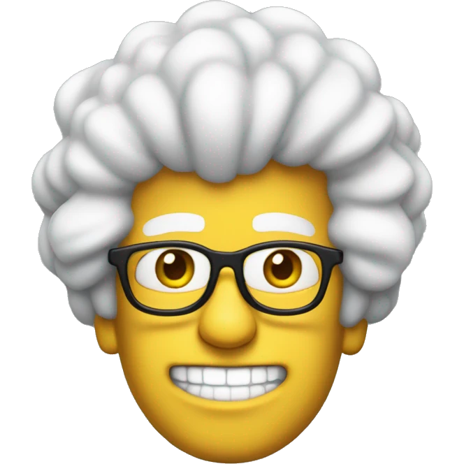 white male nerd with Marge Simpson's hair painted white emoji