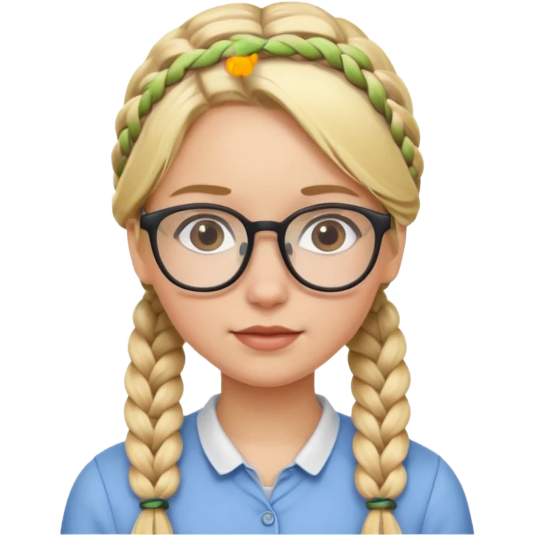 blonde braided girl with glasses emoji