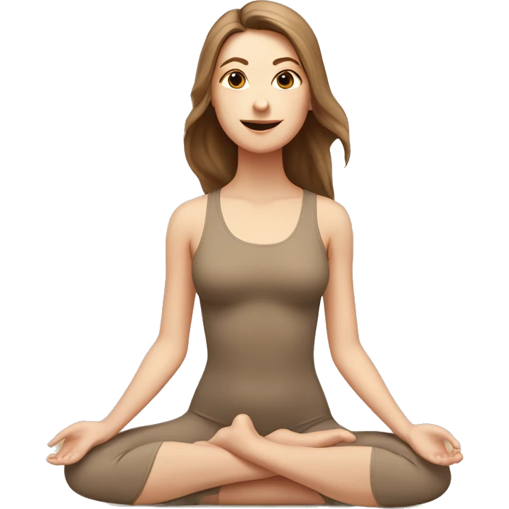 White Girl with brown hair doing padmasana in beige tight yoga suit emoji