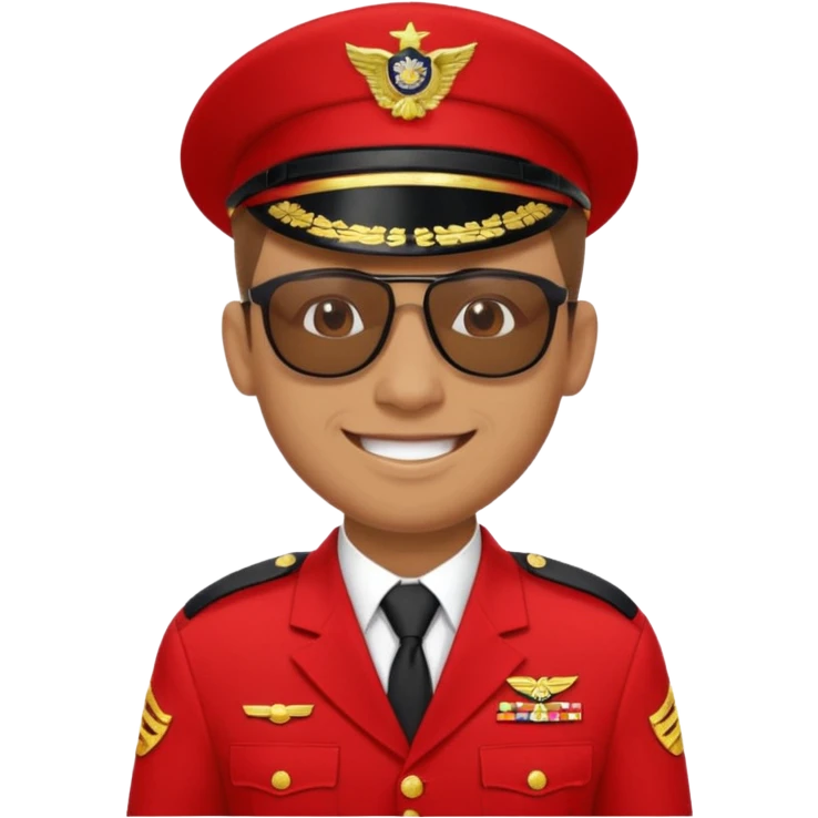 Smiling military man with sunglasses in red uniform emoji