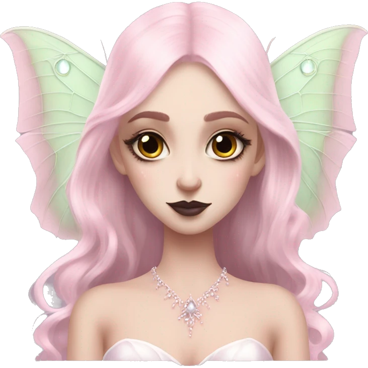 magical pale pink pretty luna moth goth princess fairy bride emoji