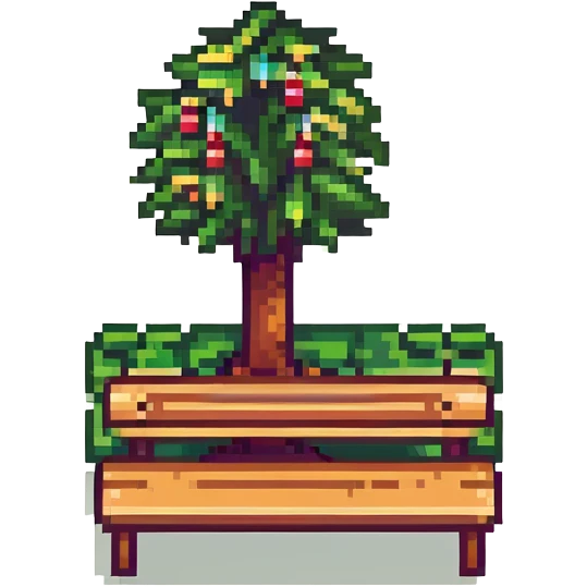 tiny simple city park icon with tree and bench, modern colors, minimal details, small size emoji