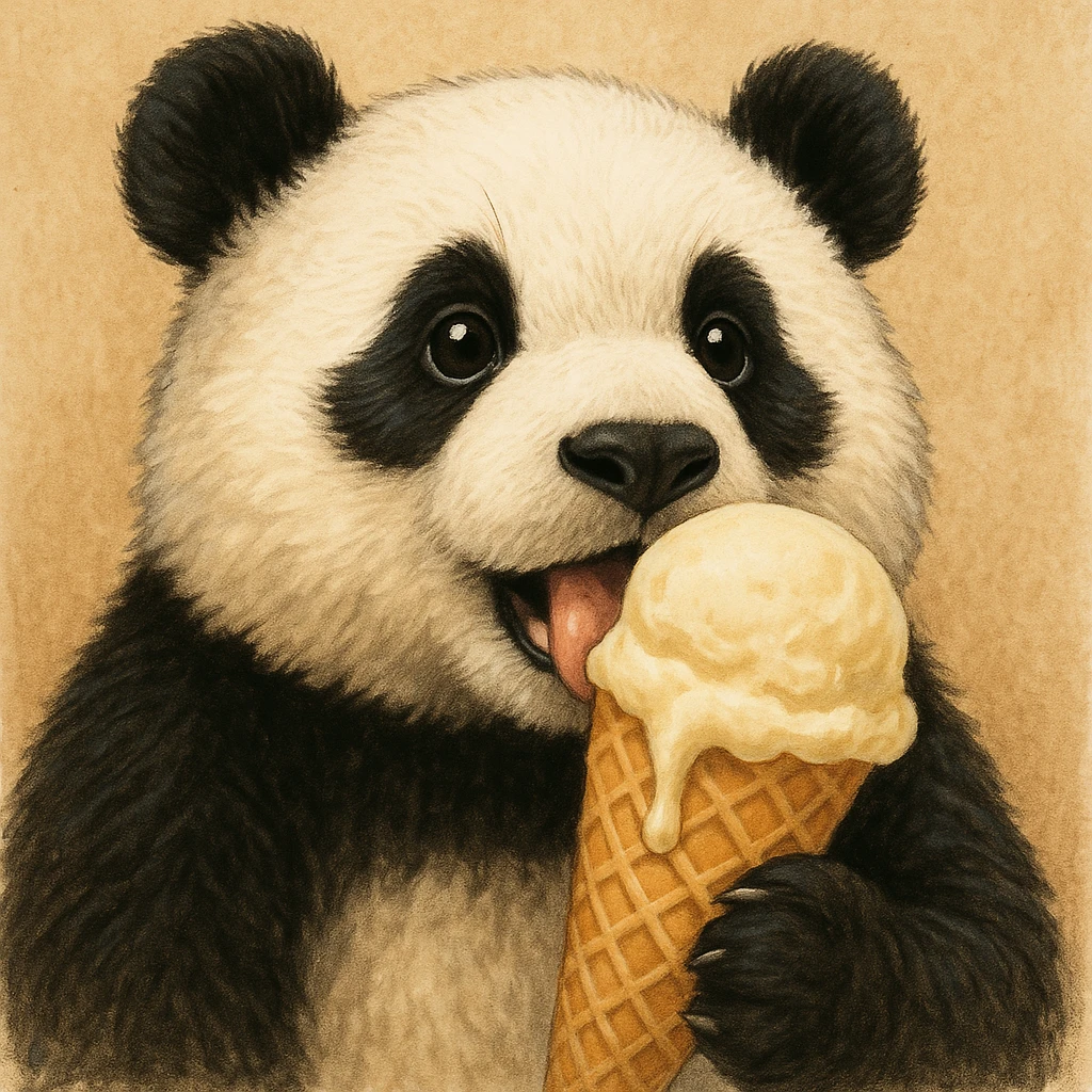 Panda eating ice cream emoji