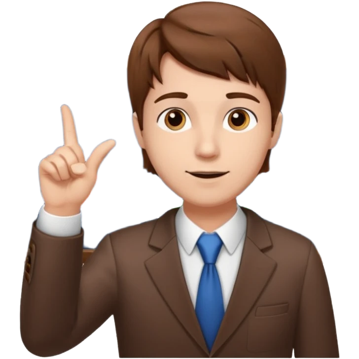 mach mir einen Trader der an der Börse arbeitet der so mit dem Finger nach oben zeigt. Mit braunen haaren emoji