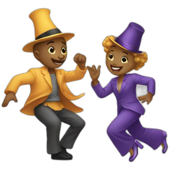 ￼ dances, jazz on ￼￼￼ emoji