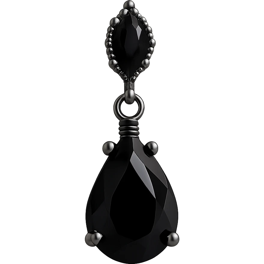 Isolate and keep only the realistic goth earring with black crystal teardrop, remove the background entirely. emoji