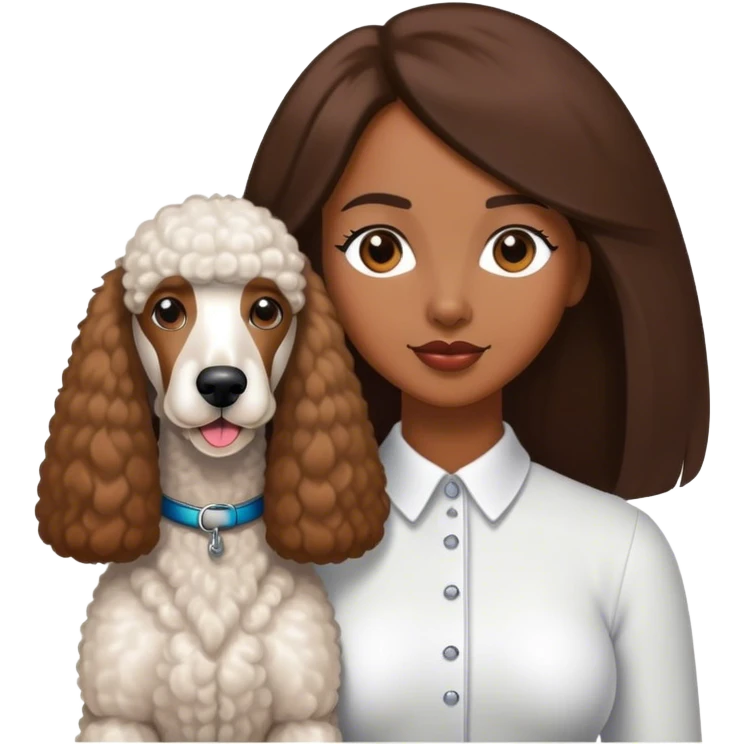 White Standard Poodle and Straight long hair brown skin Women emoji