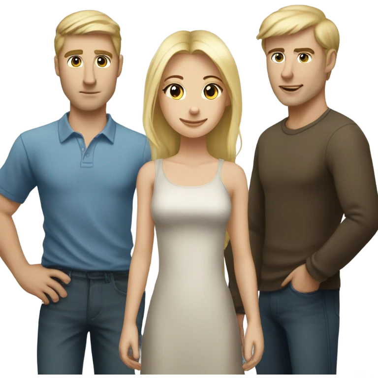 Blonder girl w tall blonde man and 2 brunette men emoji
