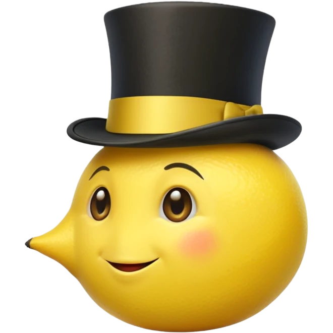 A bright lemon wearing a tiny top hat tilted to the side.






























 emoji