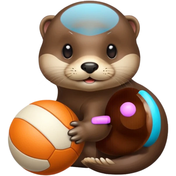otter with ball and emoji