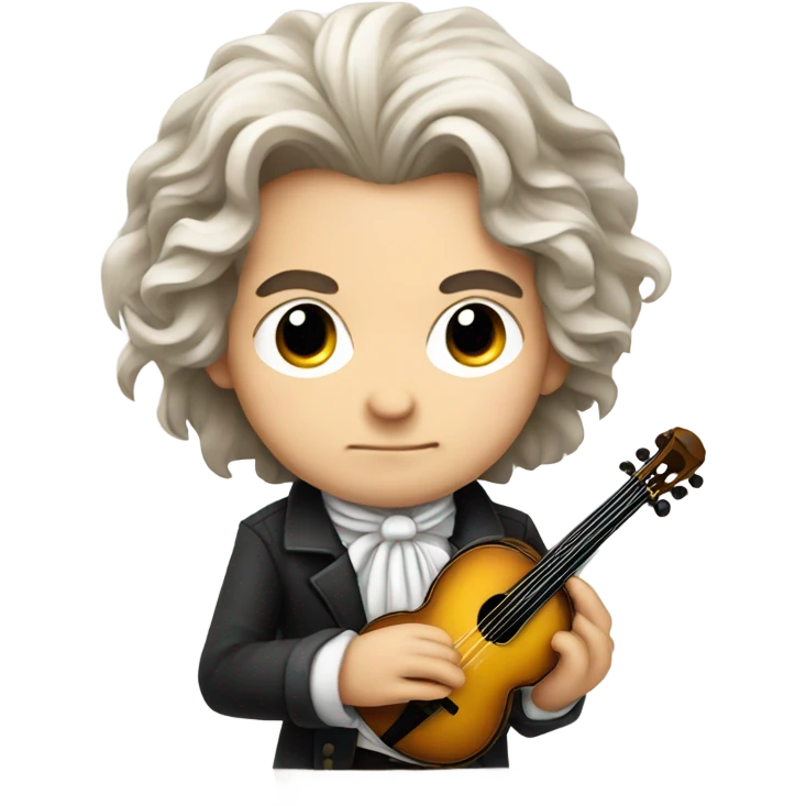 Chibi Beethoven with stern face and a banjo emoji