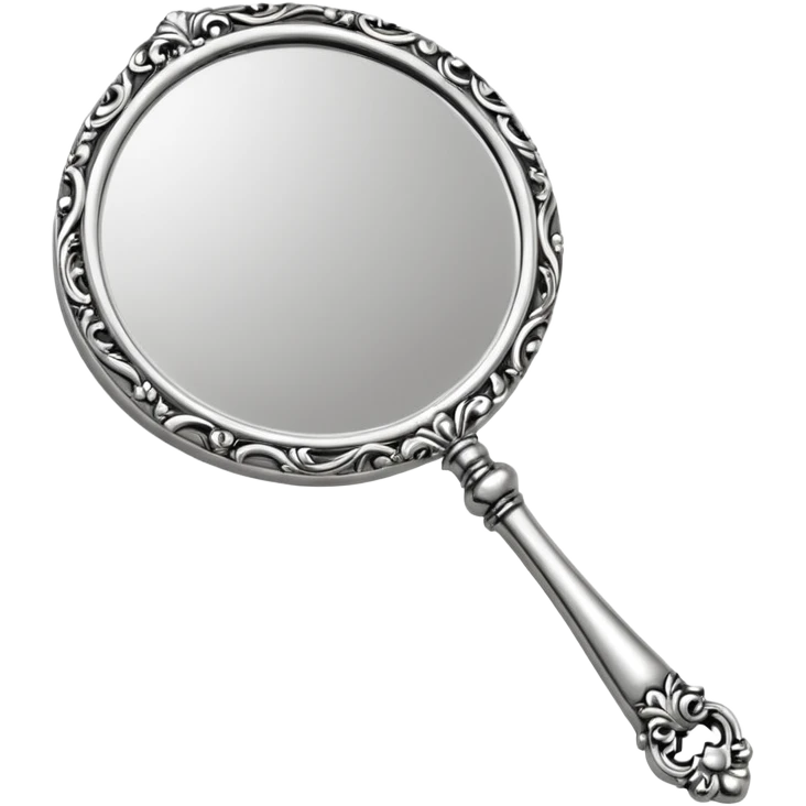 hand mirror, polished silver chrome, erotic vanity aesthetic emoji