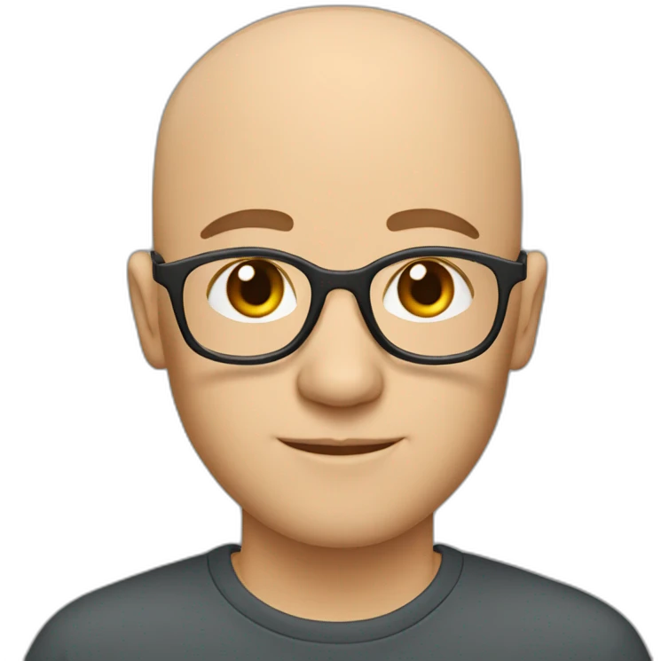 Teacher with brown hair wearing glasses with a bald spot down the middle of his head emoji